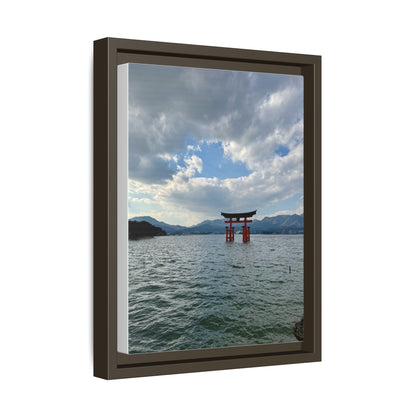 Miyajima Torii Gate Framed Canvas Print — Serene Japanese Coastal Wall Art