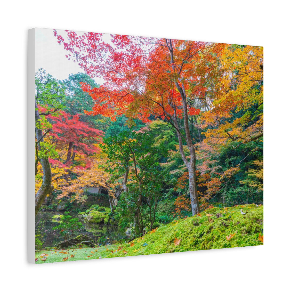 Nanzen-ji Garden Autumn Canvas — Kyoto Maple & Moss Zen Wall Art, Japan