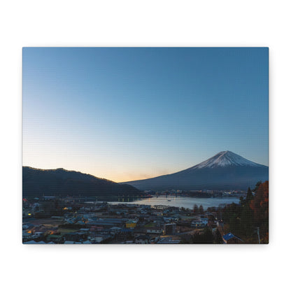Canvas of Mount Fuji sunrise over Lake Kawaguchi town, Japanese wall art