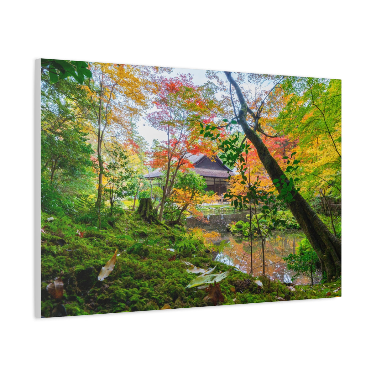 Nanzen-ji Moss Garden Autumn Canvas — Kyoto Maple Forest Zen Wall Art, Japan