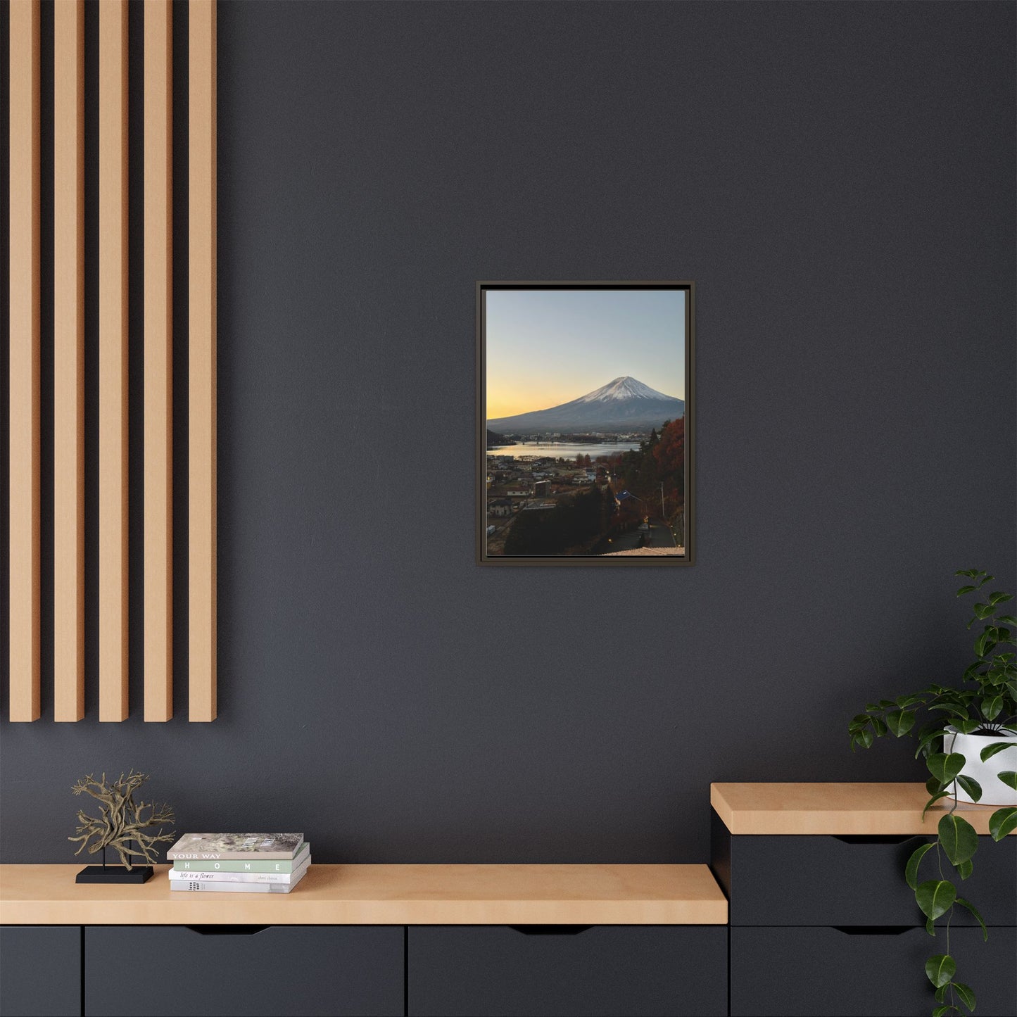 Mount Fuji at Sunset Framed Canvas Print — Japanese Landscape Wall Art
