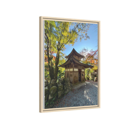Traditional Japanese Garden Temple Framed Canvas Print — Serene Architecture Wall Art