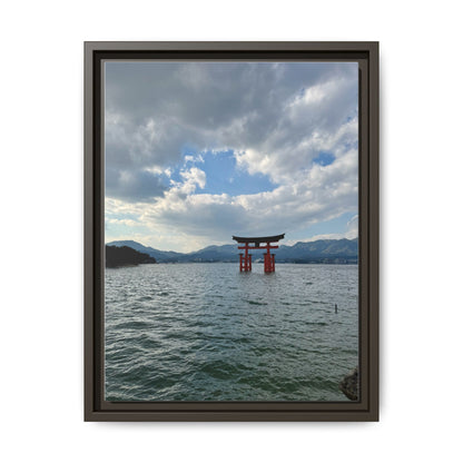 Miyajima Torii Gate Framed Canvas Print — Serene Japanese Coastal Wall Art