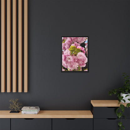 Pink Cherry Blossoms Framed Canvas Print — Japanese Spring Floral Wall Art