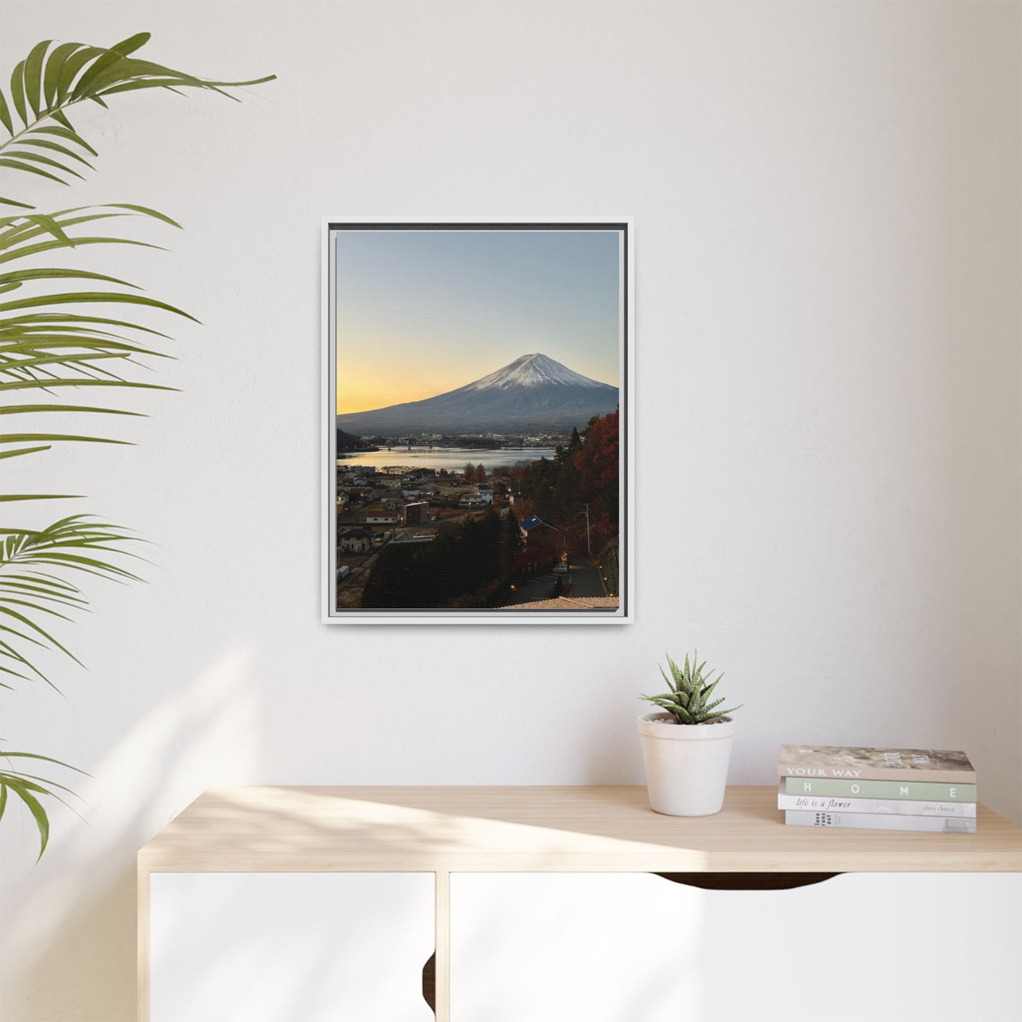 Mount Fuji at Sunset Framed Canvas Print — Japanese Landscape Wall Art