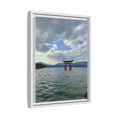 Miyajima Torii Gate Framed Canvas Print — Serene Japanese Coastal Wall Art