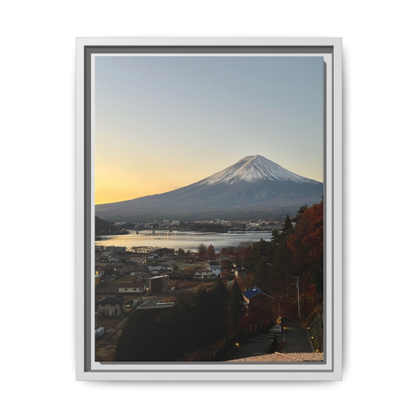 Mount Fuji at Sunset Framed Canvas Print — Japanese Landscape Wall Art