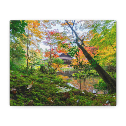 Canvas of Nanzen-ji moss garden autumn maple forest, Kyoto zen wall art