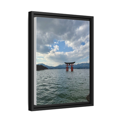 Miyajima Torii Gate Framed Canvas Print — Serene Japanese Coastal Wall Art