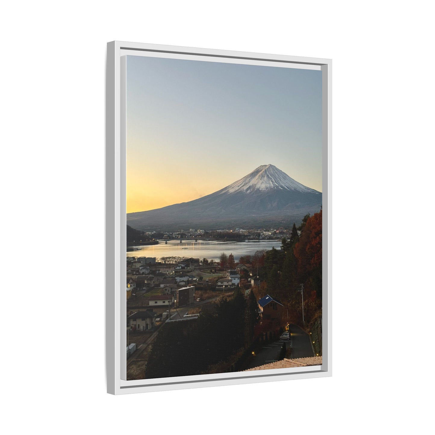 Mount Fuji at Sunset Framed Canvas Print — Japanese Landscape Wall Art