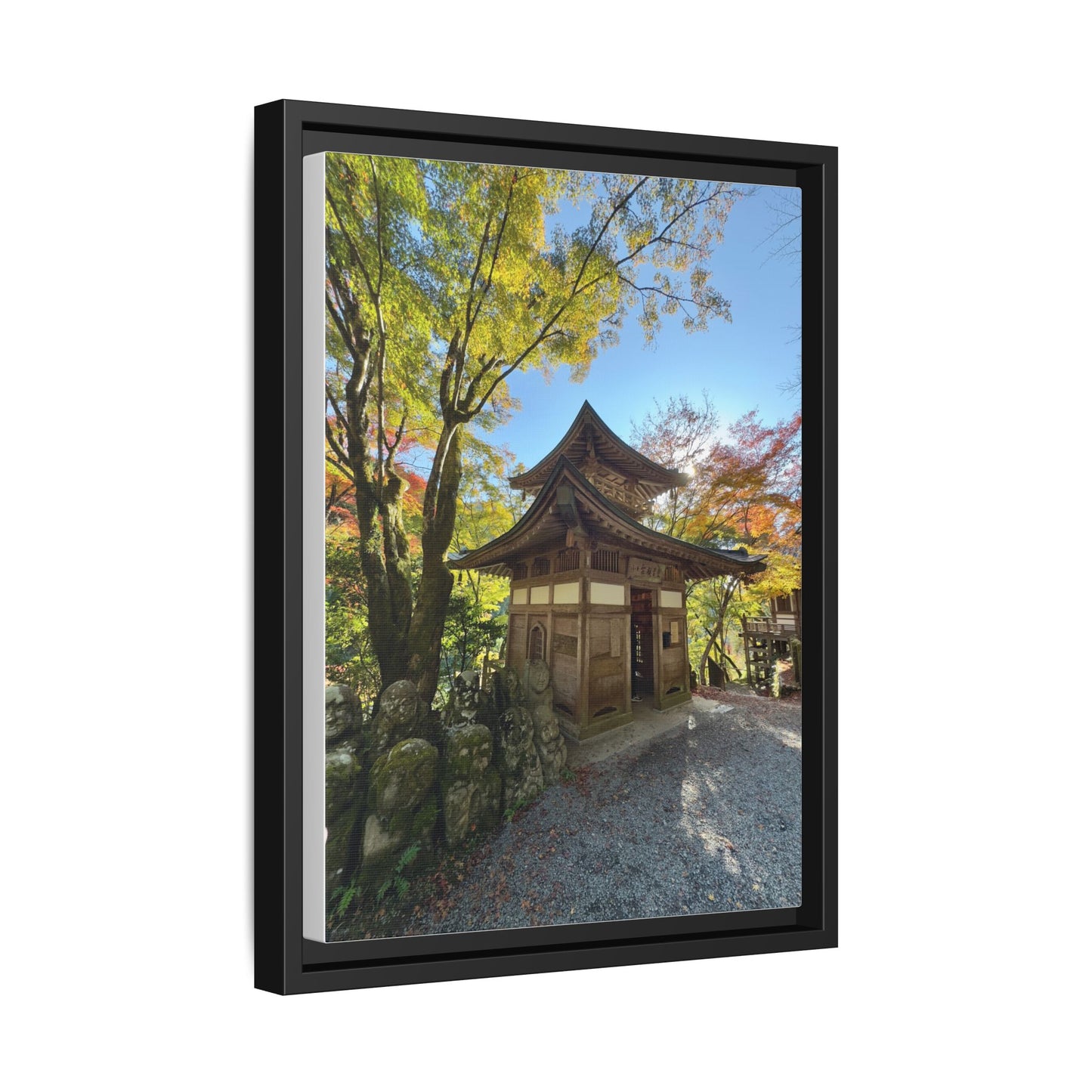 Traditional Japanese Garden Temple Framed Canvas Print — Serene Architecture Wall Art