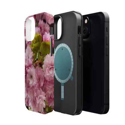Cherry Blossoms Magnetic Floral Phone Cases, Impact-Resistant Phone Covers, Pink Cherry Blossom Cases, Unique Tech Accessories, Cute Gift for Her