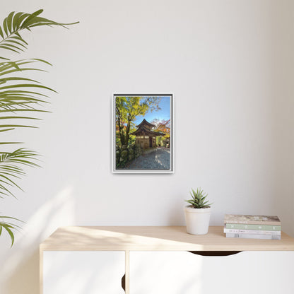 Traditional Japanese Garden Temple Framed Canvas Print — Serene Architecture Wall Art