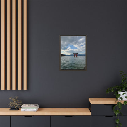 Miyajima Torii Gate Framed Canvas Print — Serene Japanese Coastal Wall Art