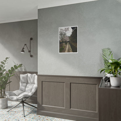 Cherry Blossom Path Rolled Poster — Japanese Garden Wall Art