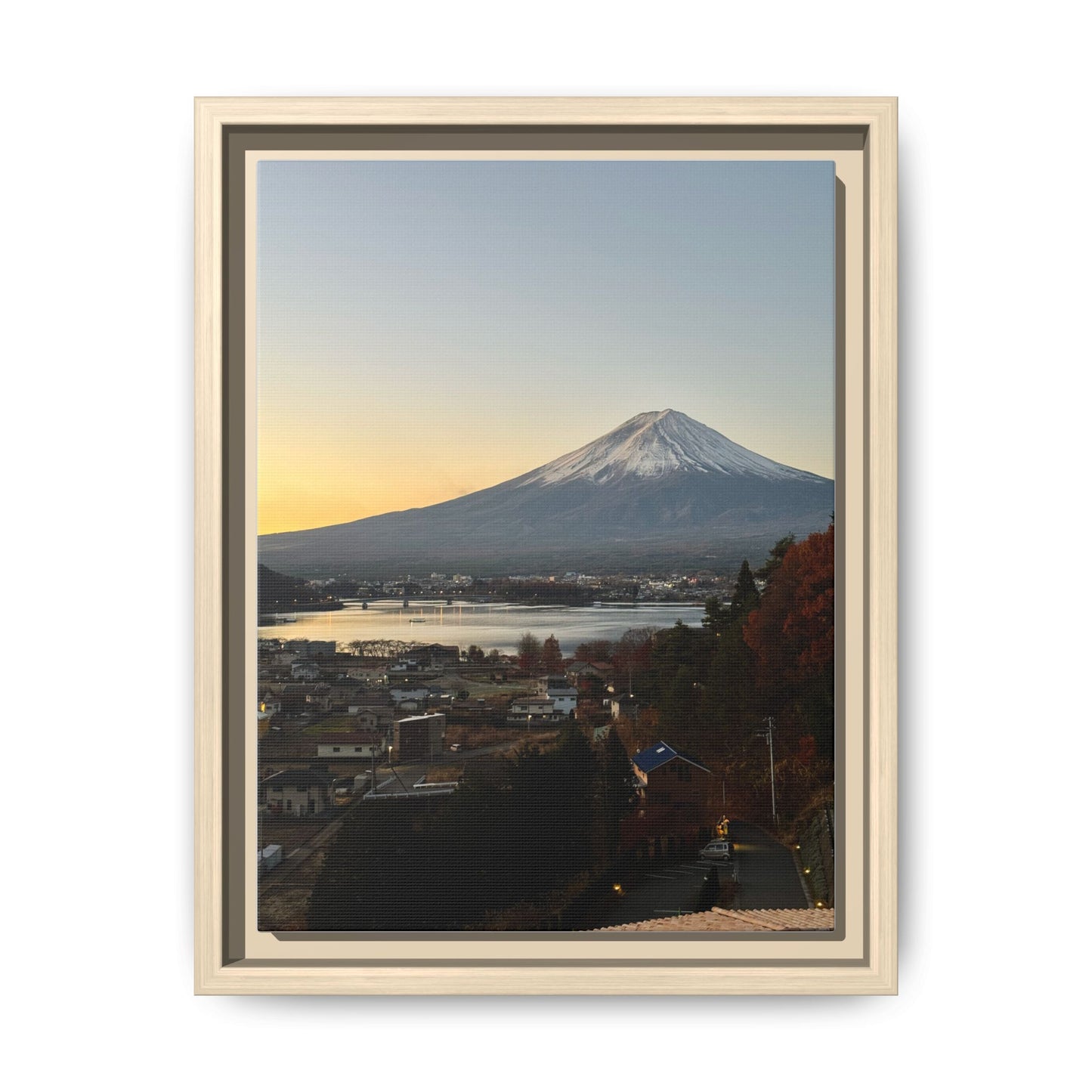 Mount Fuji at Sunset Framed Canvas Print — Japanese Landscape Wall Art