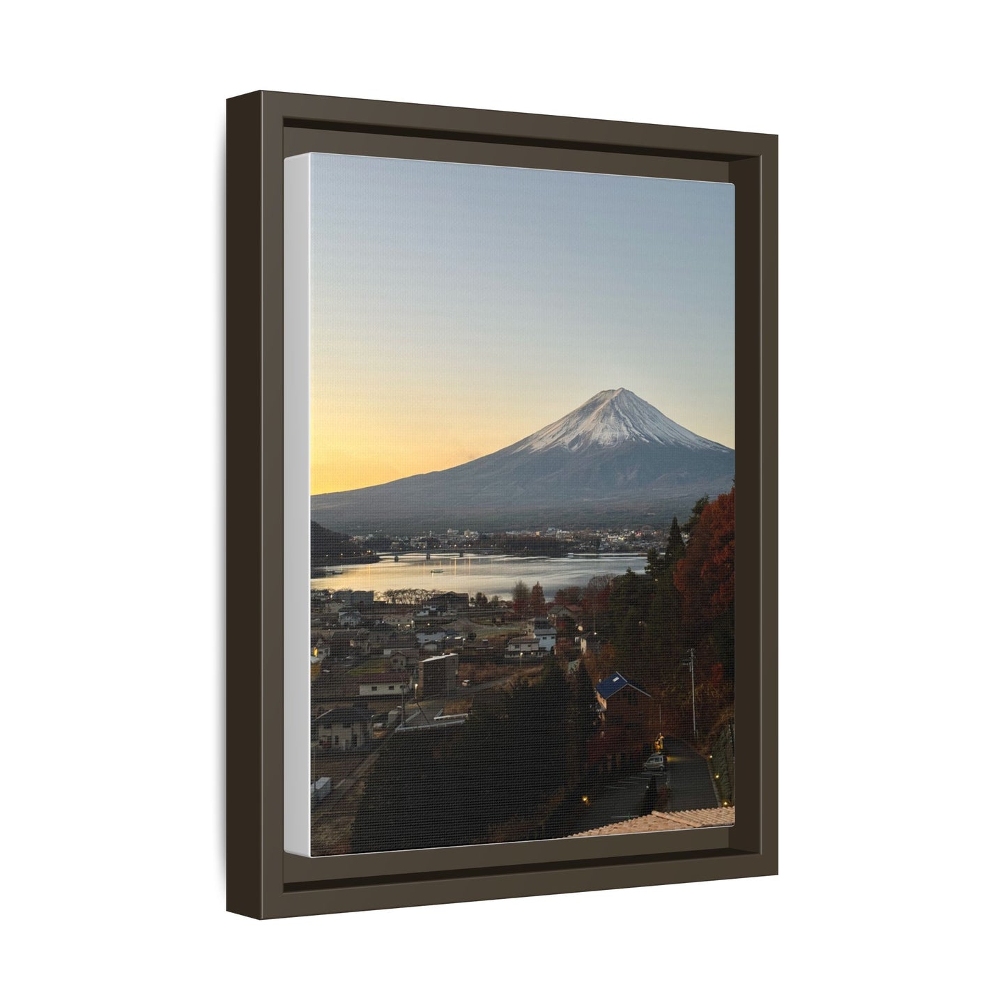 Mount Fuji at Sunset Framed Canvas Print — Japanese Landscape Wall Art