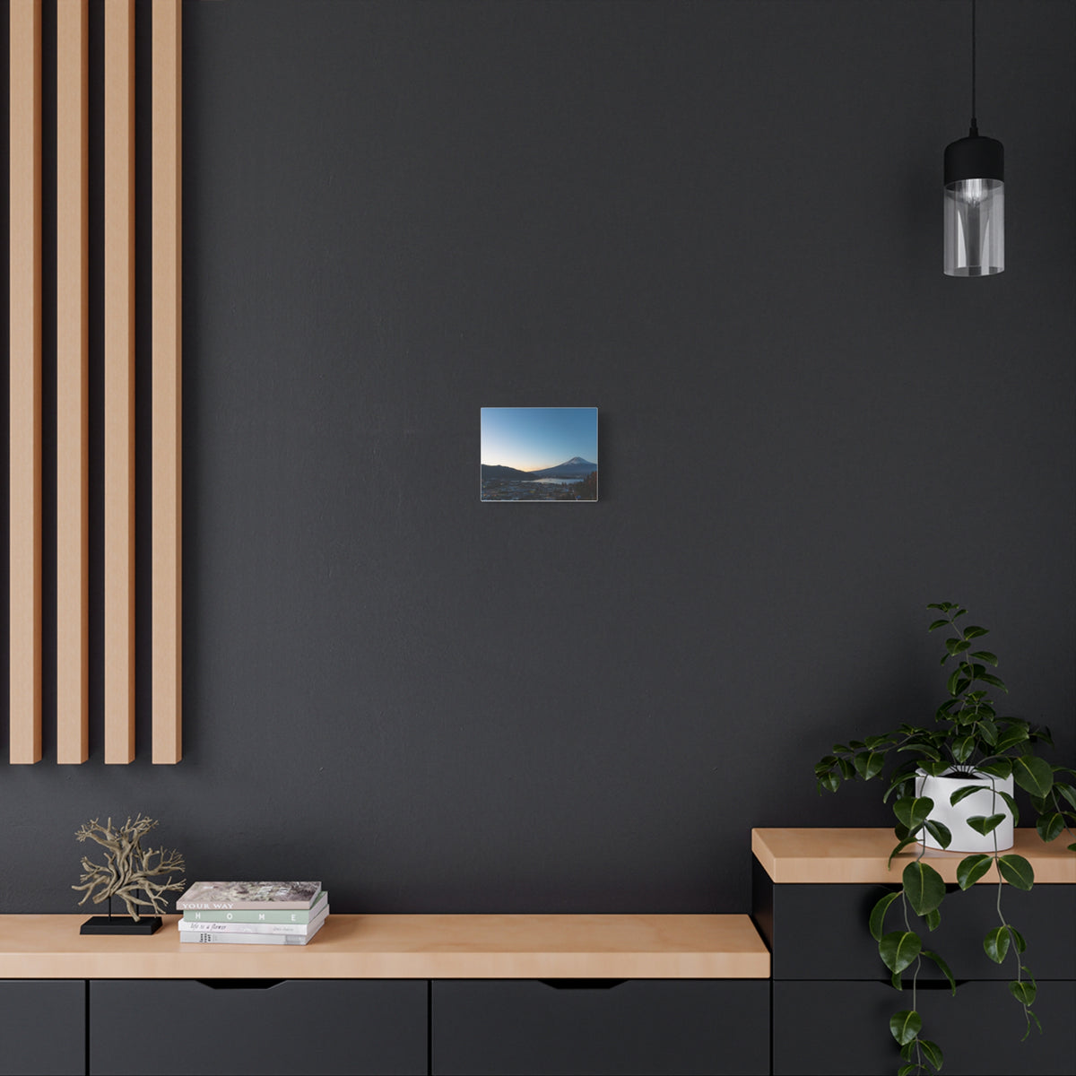 Mount Fuji Sunrise Canvas — Lake Kawaguchi Dawn Over Town Wall Art, Japan
