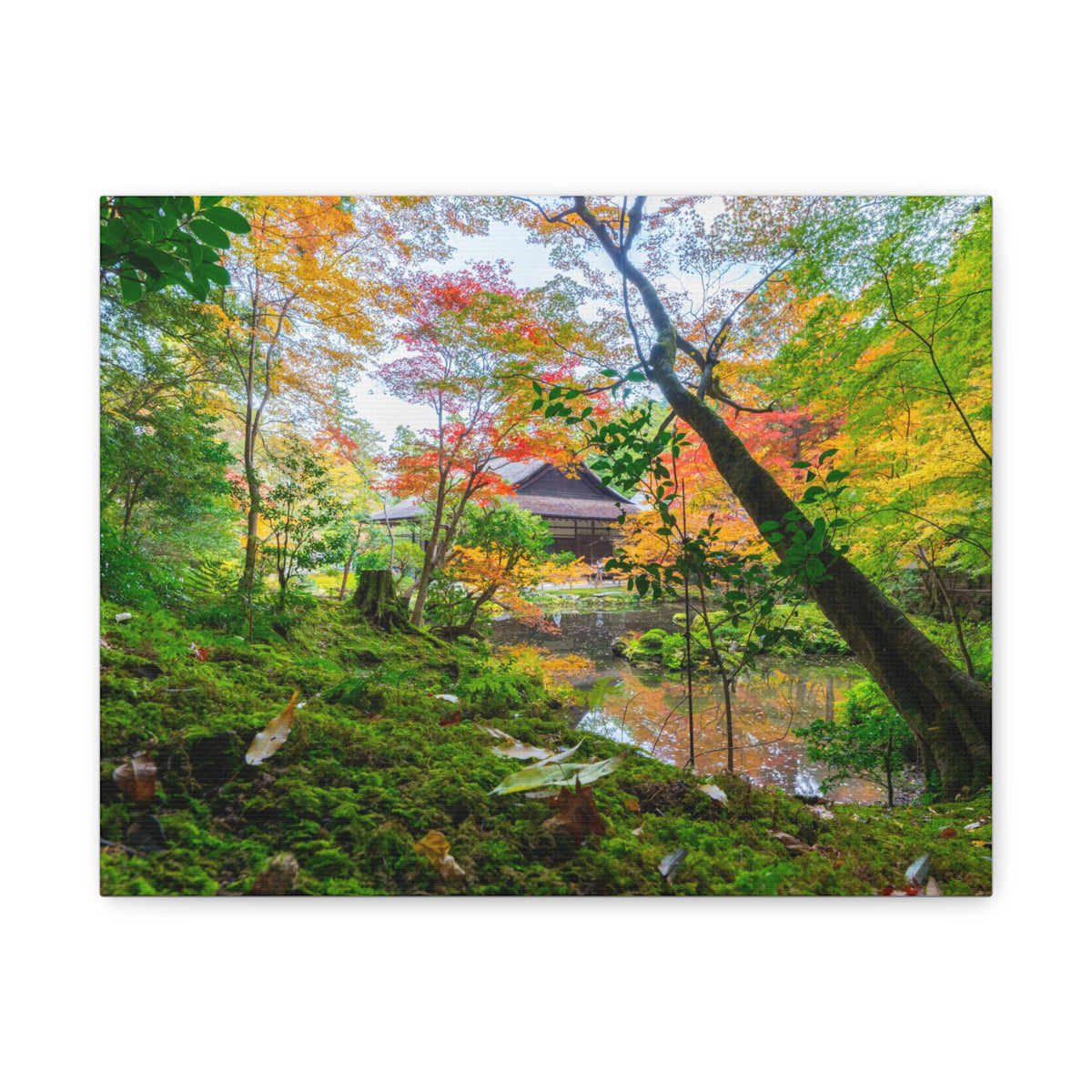 Nanzen-ji Moss Garden Autumn Canvas — Kyoto Maple Forest Zen Wall Art, Japan