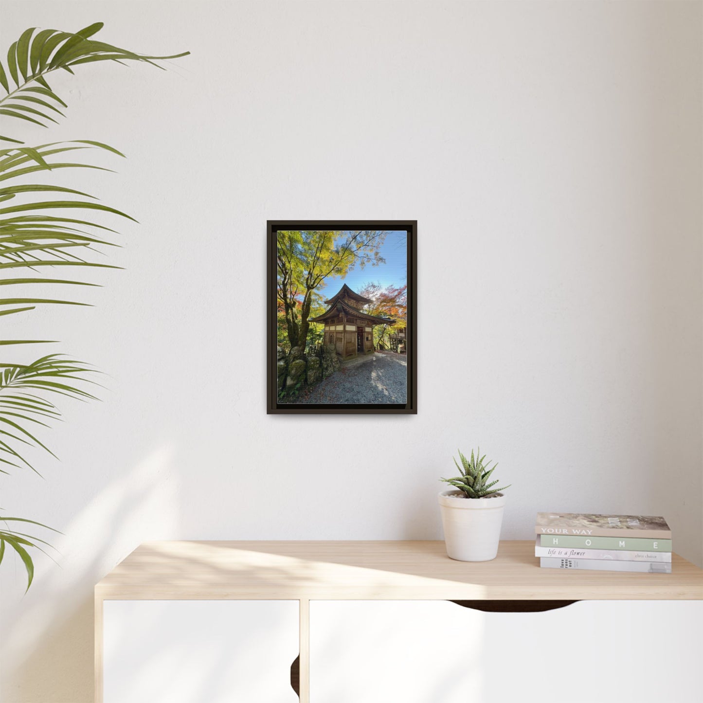 Traditional Japanese Garden Temple Framed Canvas Print — Serene Architecture Wall Art