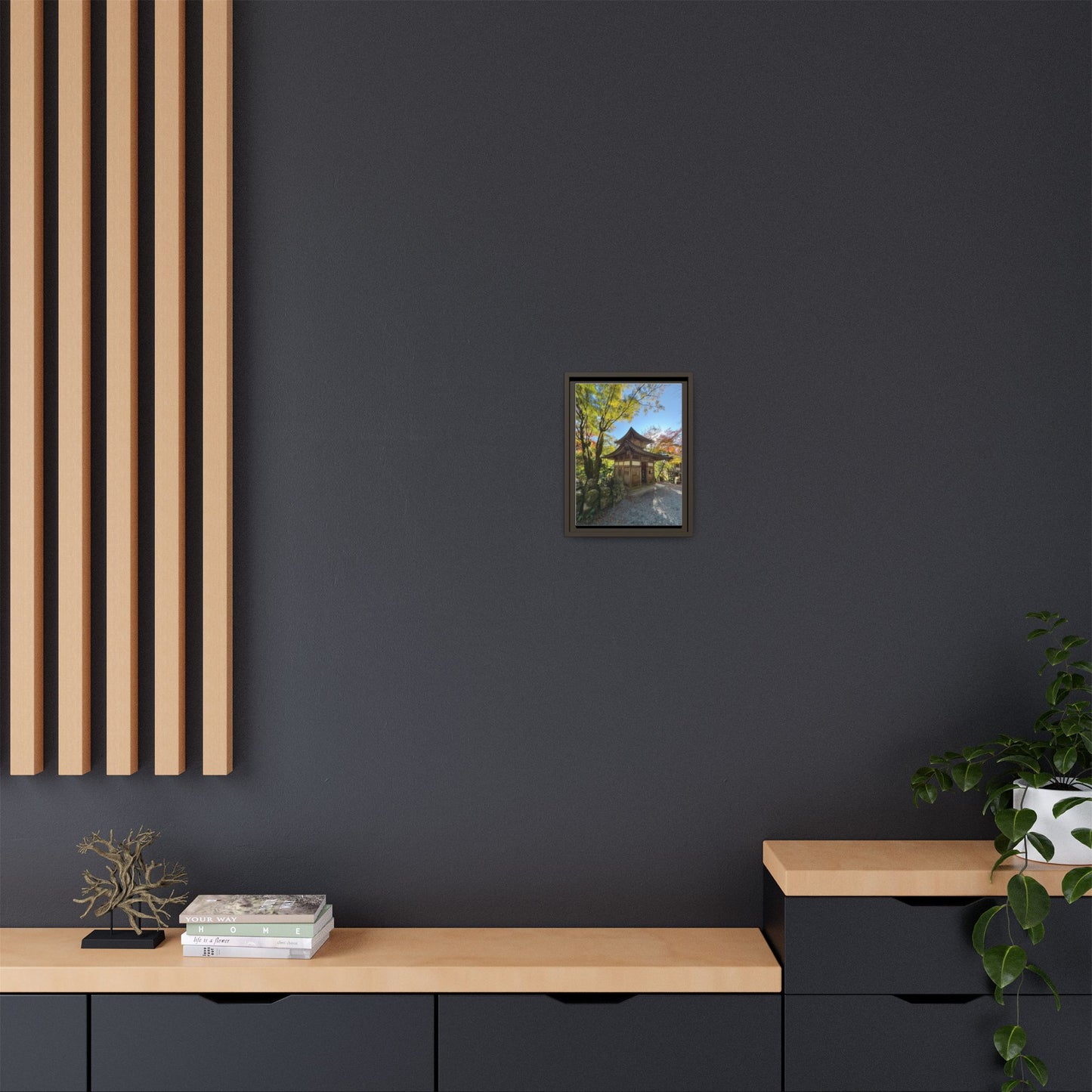 Traditional Japanese Garden Temple Framed Canvas Print — Serene Architecture Wall Art
