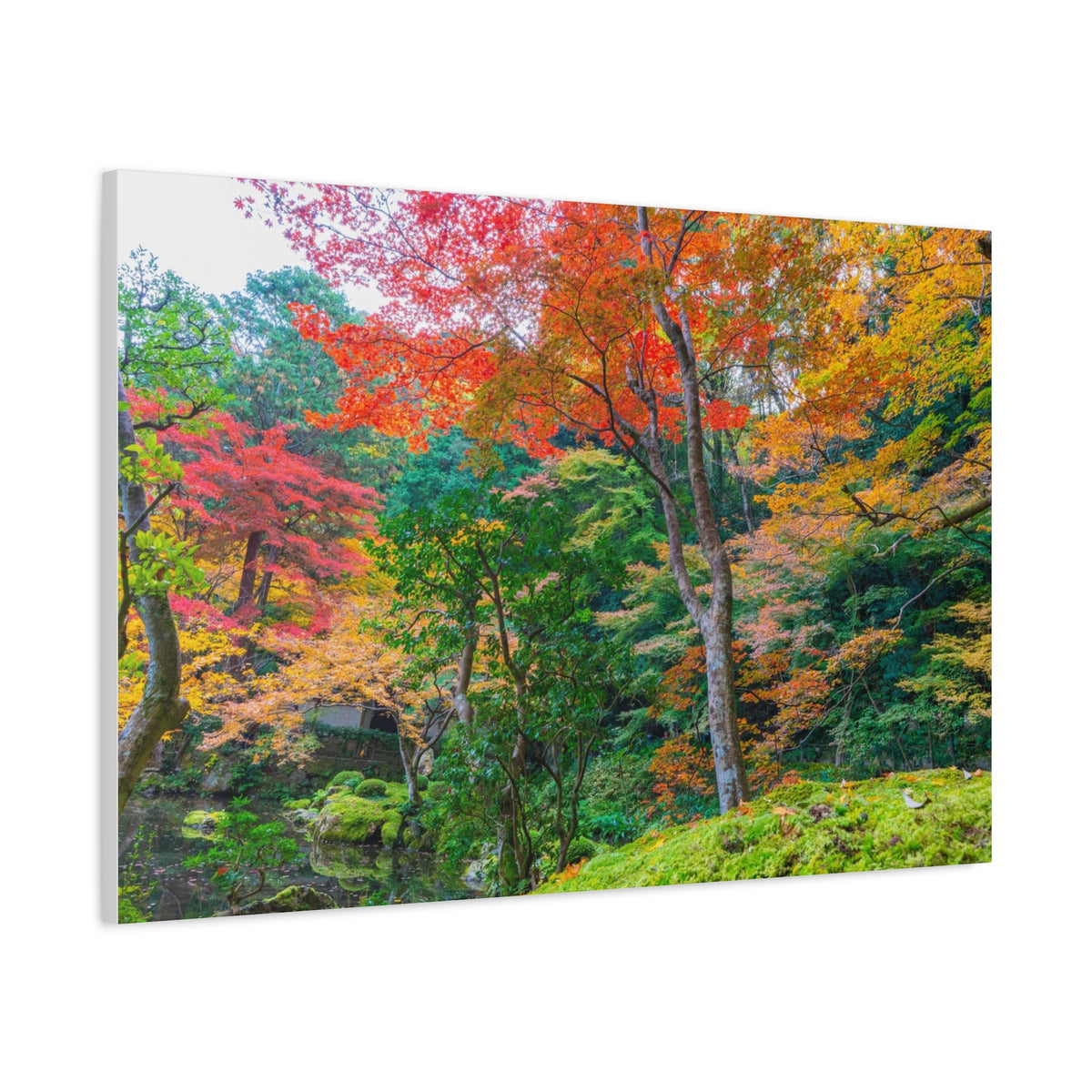 Nanzen-ji Garden Autumn Canvas — Kyoto Maple & Moss Zen Wall Art, Japan