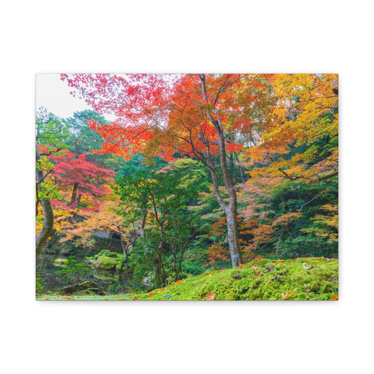 Nanzen-ji Garden Autumn Canvas — Kyoto Maple & Moss Zen Wall Art, Japan
