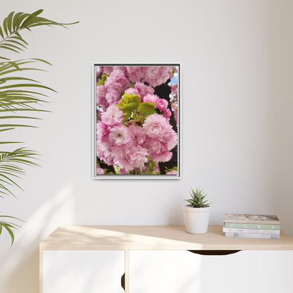 Pink Cherry Blossoms Framed Canvas Print — Japanese Spring Floral Wall Art