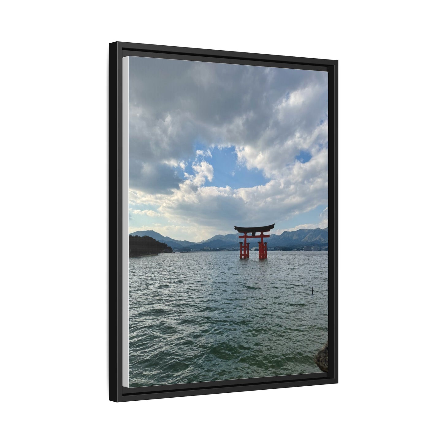 Miyajima Torii Gate Framed Canvas Print — Serene Japanese Coastal Wall Art