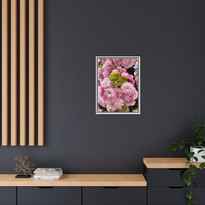 Pink Cherry Blossoms Framed Canvas Print — Japanese Spring Floral Wall Art