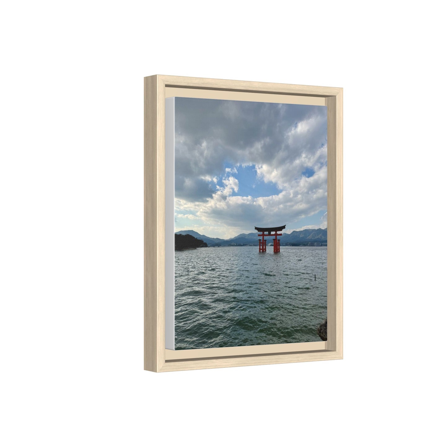 Miyajima Torii Gate Framed Canvas Print — Serene Japanese Coastal Wall Art