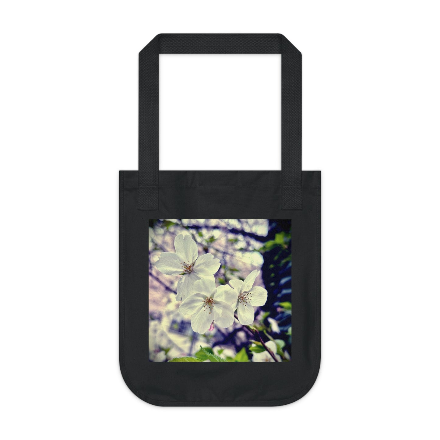 Cherry Blossoms Organic Canvas Tote Bag, Eco-Friendly Shopping Bag, Reusable Grocery Tote, Beach Bag, Gift for Nature Lovers