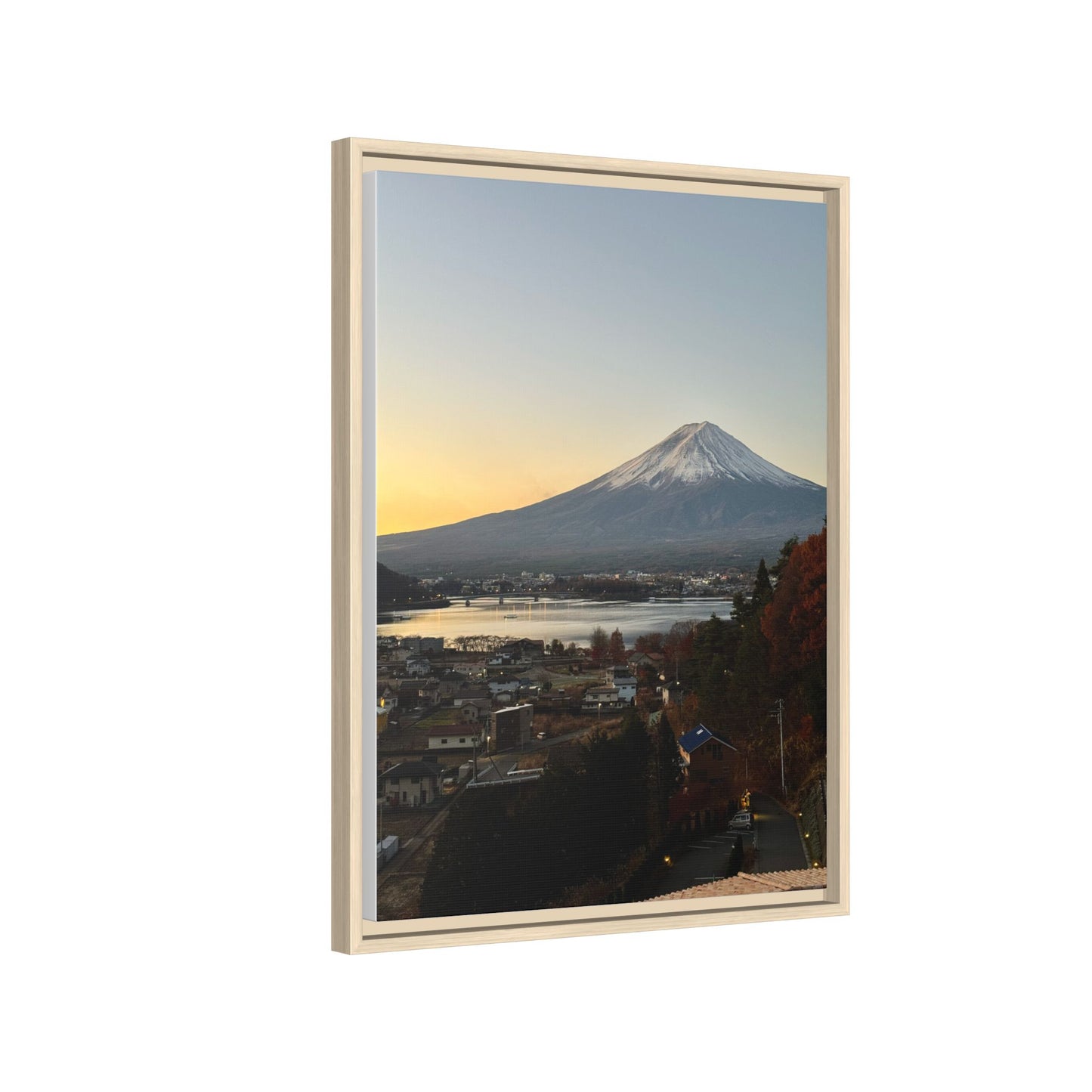 Mount Fuji at Sunset Framed Canvas Print — Japanese Landscape Wall Art