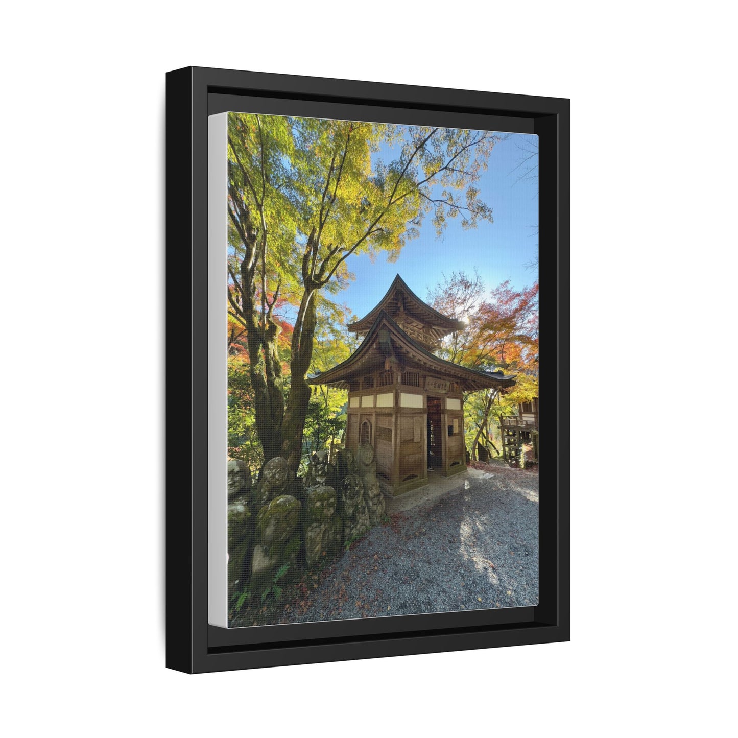 Traditional Japanese Garden Temple Framed Canvas Print — Serene Architecture Wall Art