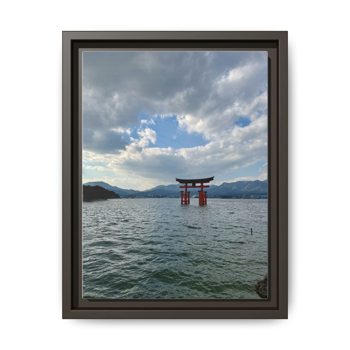 Miyajima Torii Gate Framed Canvas Print — Serene Japanese Coastal Wall Art
