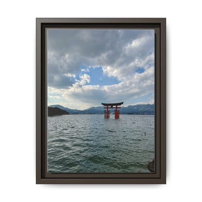 Miyajima Torii Gate Framed Canvas Print — Serene Japanese Coastal Wall Art