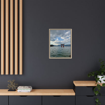 Miyajima Torii Gate Framed Canvas Print — Serene Japanese Coastal Wall Art