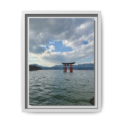 Miyajima Torii Gate Framed Canvas Print — Serene Japanese Coastal Wall Art