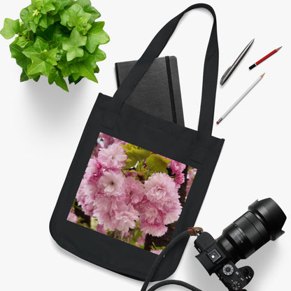 Pink Cherry Blossoms Organic Tote Bag, Eco-Friendly Reusable Shopping Bag, Spring Bag, Gift for Her, Sustainable Fashion