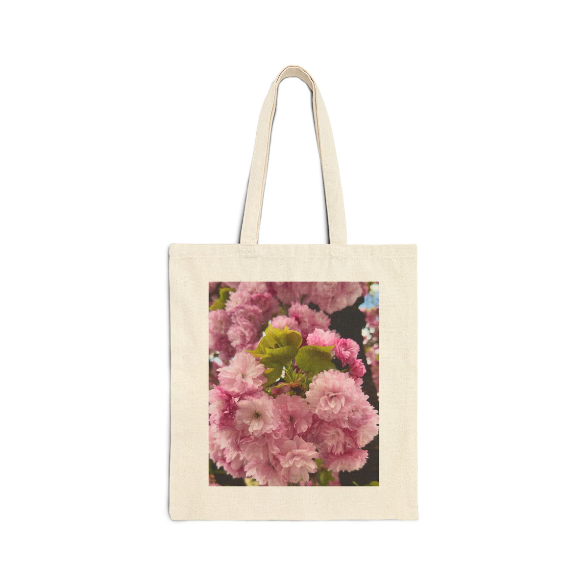 Pink Cherry Blossom Tote Bag — Japanese Sakura Canvas Market Tote, Floral Spring Bag, Gift for Her