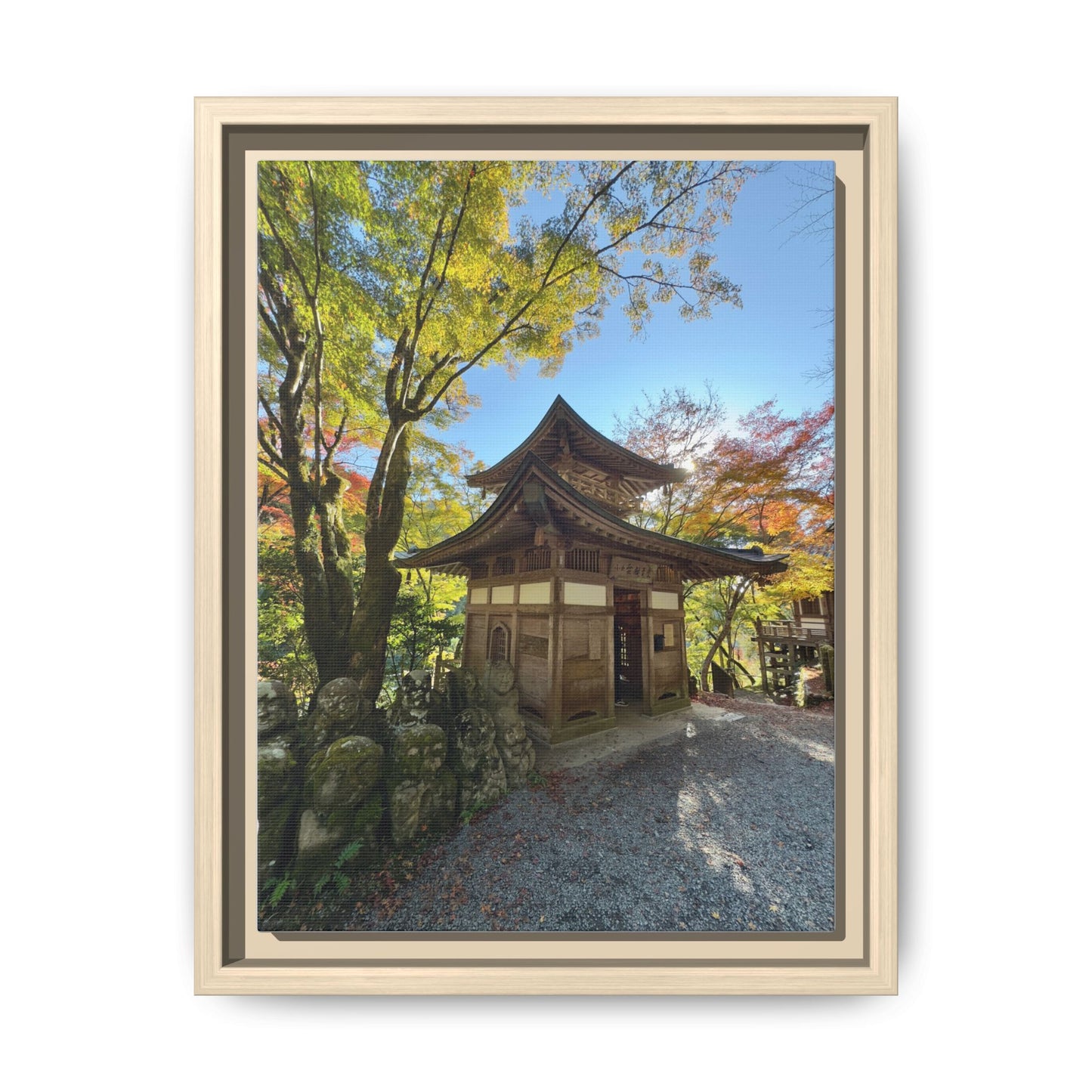 Traditional Japanese Garden Temple Framed Canvas Print — Serene Architecture Wall Art