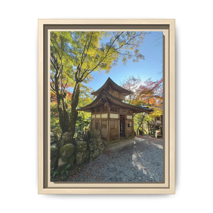 Traditional Japanese Garden Temple Framed Canvas Print — Serene Architecture Wall Art