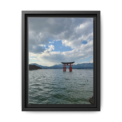 Miyajima Torii Gate Framed Canvas Print — Serene Japanese Coastal Wall Art