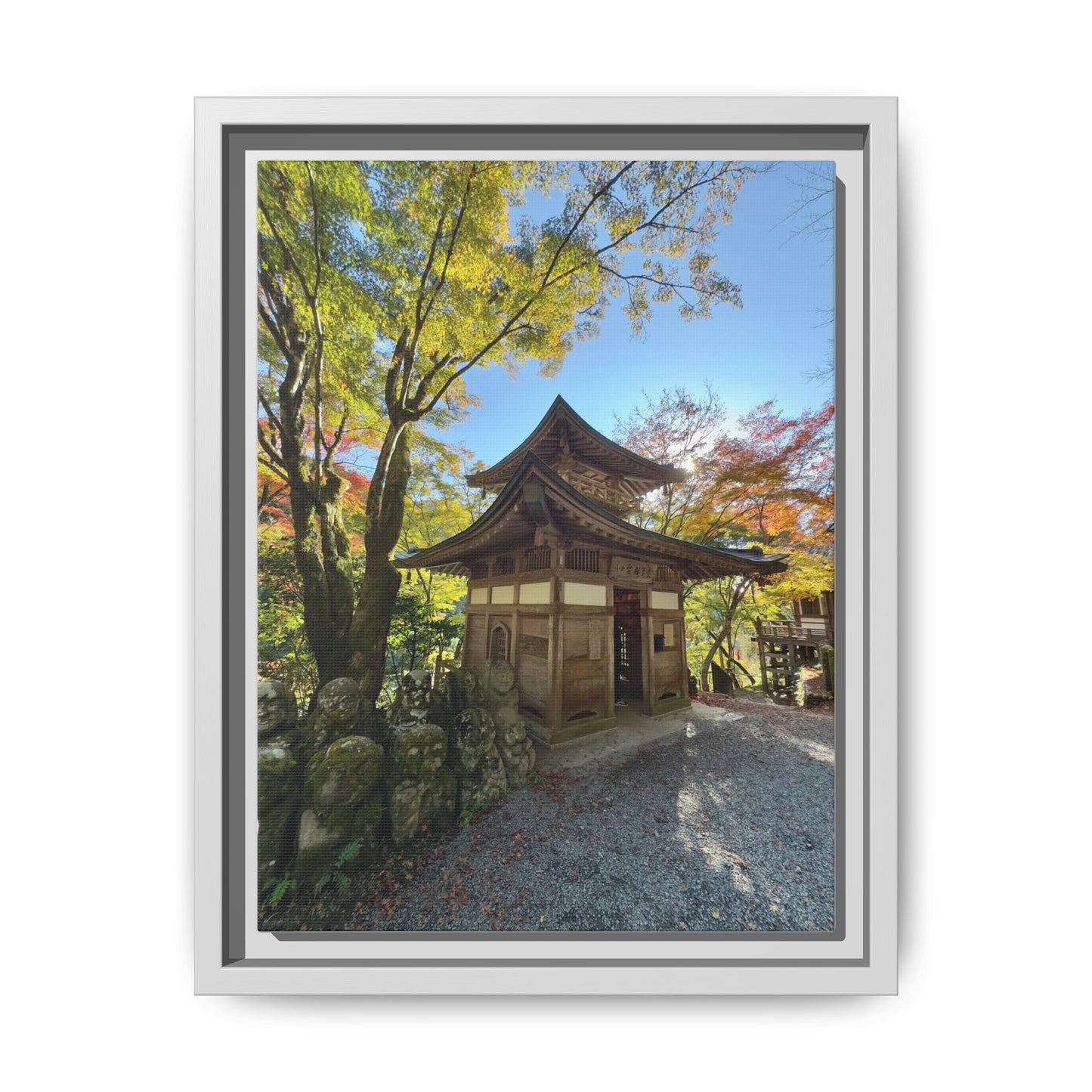 Traditional Japanese Garden Temple Framed Canvas Print — Serene Architecture Wall Art