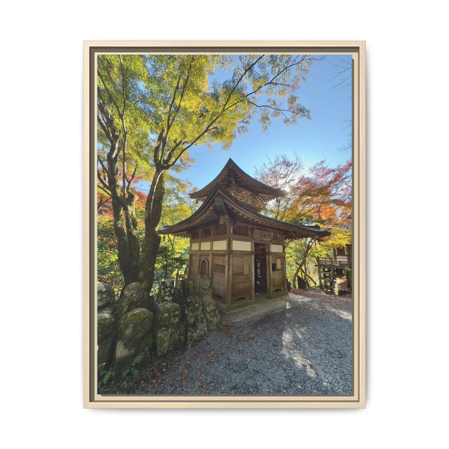 Traditional Japanese Garden Temple Framed Canvas Print — Serene Architecture Wall Art