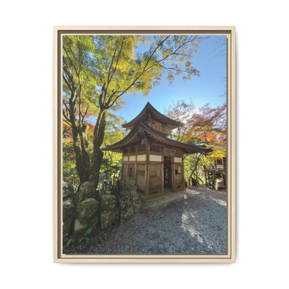 Traditional Japanese Garden Temple Framed Canvas Print — Serene Architecture Wall Art