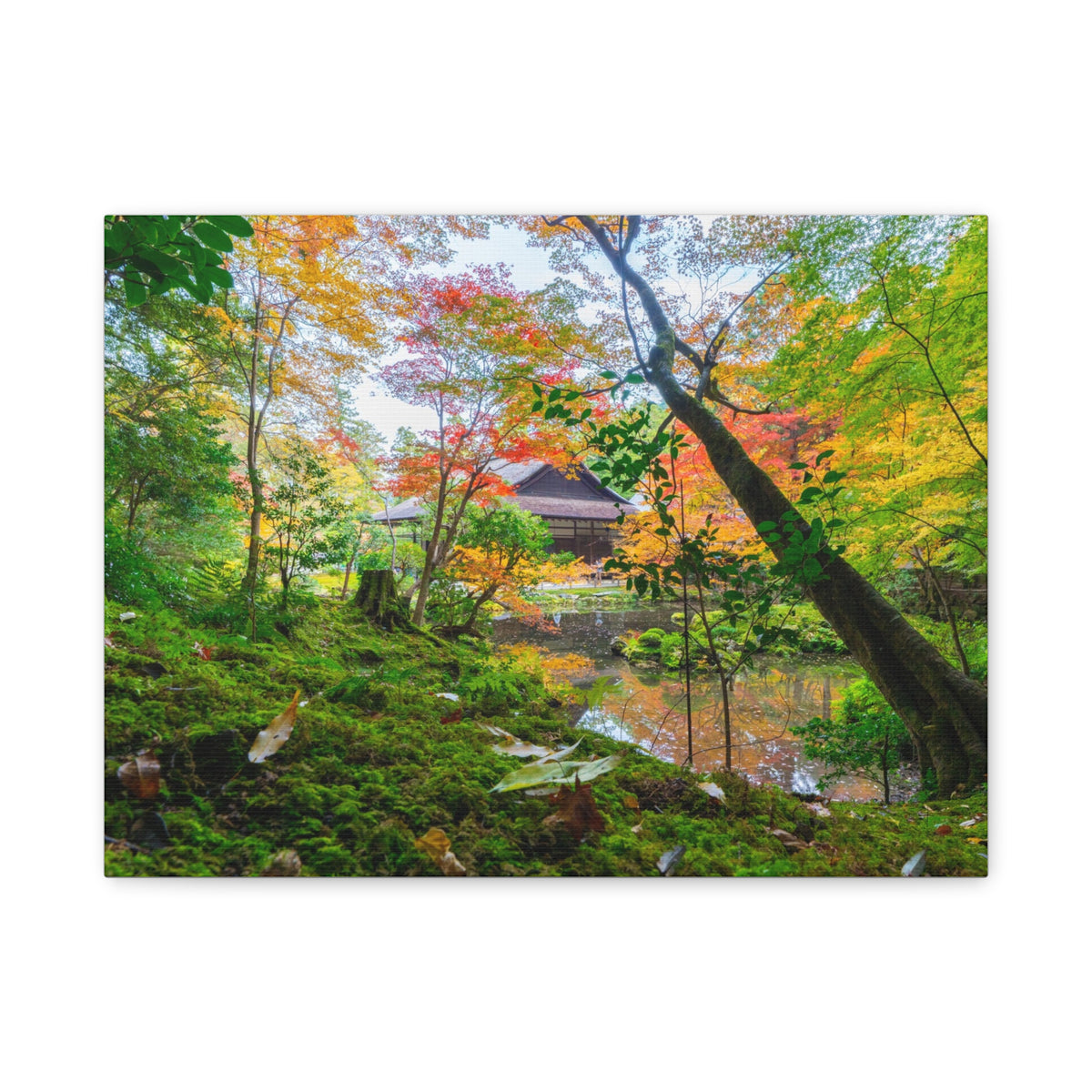 Nanzen-ji Moss Garden Autumn Canvas — Kyoto Maple Forest Zen Wall Art, Japan