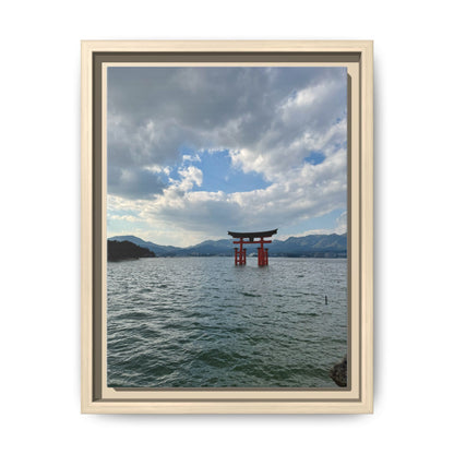 Miyajima Torii Gate Framed Canvas Print — Serene Japanese Coastal Wall Art